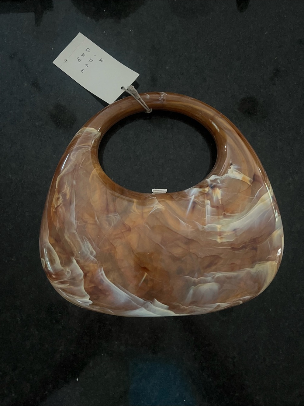 Target A New Day Acrylic Crescent Marble Minaudiere Clutch - Brown - Picture 8 of 13